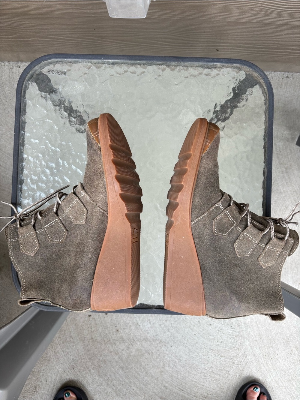 Sorel Women’s Suede Wedge Ankle Boots in Kahki - Picture 5 of 5
